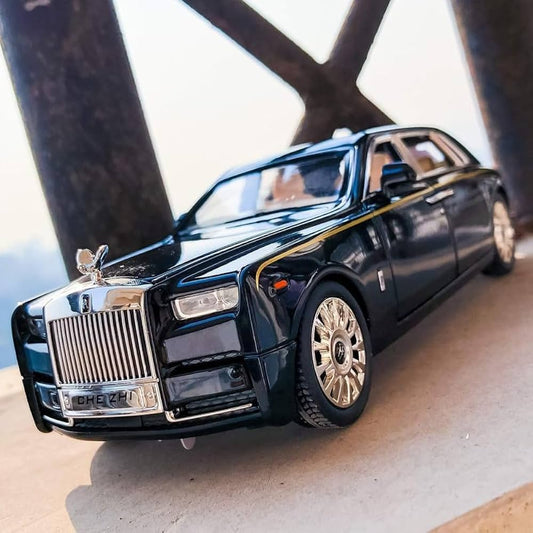 Rolls Royce Phantom Model Car 1:32 Scale Exclusive Alloy Metal Pull Back Die-cast Car Toy with Openable Doors & Light Music Boys Toys for Kids (Phantom 1:32)【Black】