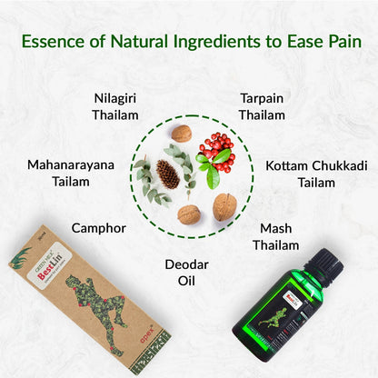 Green Milk Bestlin Liniment Oil | Ayurvedic Pain Relief Oil for Back Pain, Knee Pain, Joint & Muscle Ache | Fast-Absorbing, Non-Greasy Formula | 90ml