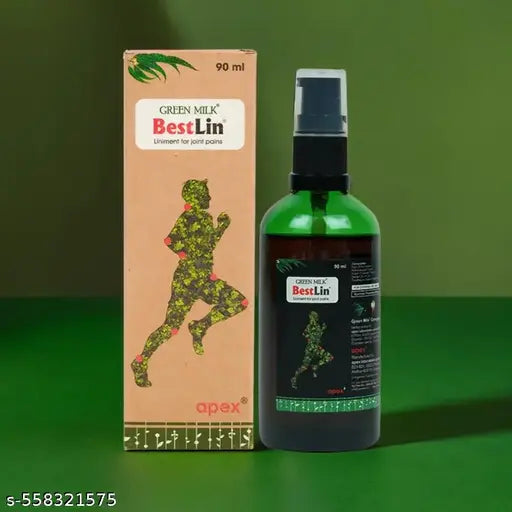 Green Milk Bestlin Liniment Oil | Ayurvedic Pain Relief Oil for Back Pain, Knee Pain, Joint & Muscle Ache | Fast-Absorbing, Non-Greasy Formula | 90ml