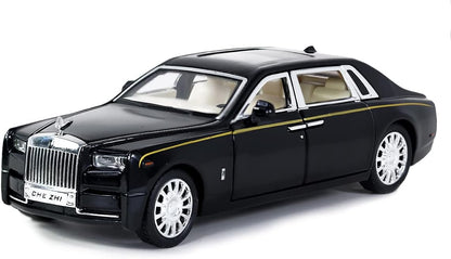 Rolls Royce Phantom Model Car 1:32 Scale Exclusive Alloy Metal Pull Back Die-cast Car Toy with Openable Doors & Light Music Boys Toys for Kids (Phantom 1:32)【Black】