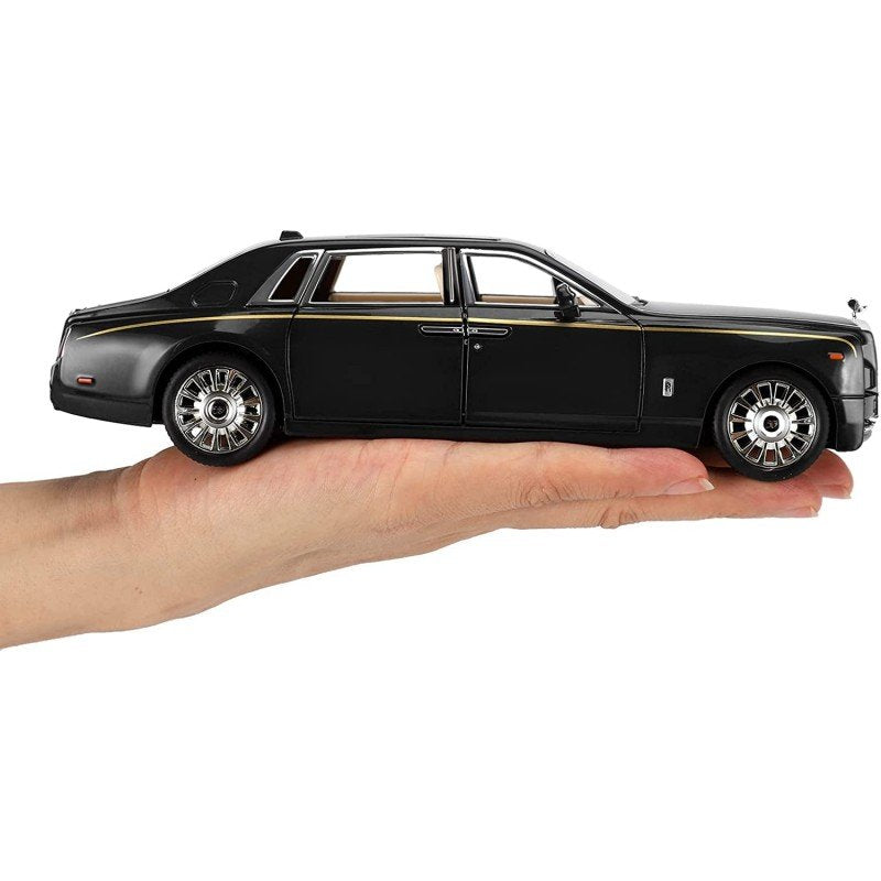 Rolls Royce Phantom Model Car 1:32 Scale Exclusive Alloy Metal Pull Back Die-cast Car Toy with Openable Doors & Light Music Boys Toys for Kids (Phantom 1:32)【Black】