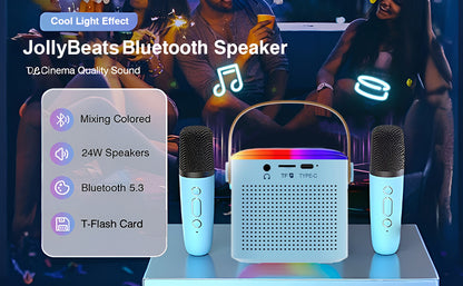 Portable Kids Karaoke Machine with Bluetooth Speaker, Dual Wireless Mics & LED Light Show, Fun Singing Party Gift for Toddlers & Families (Blue)